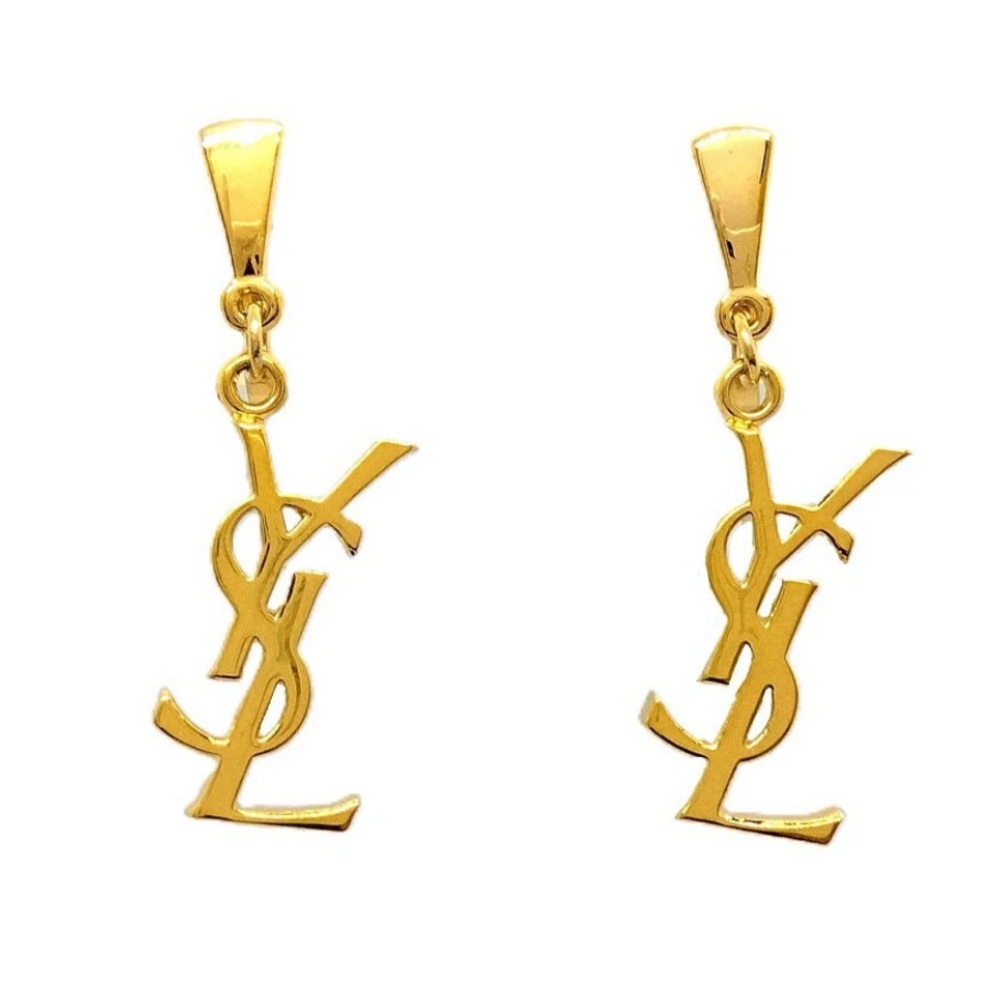 Yves Saint Laurent Gold Monogram Earrings